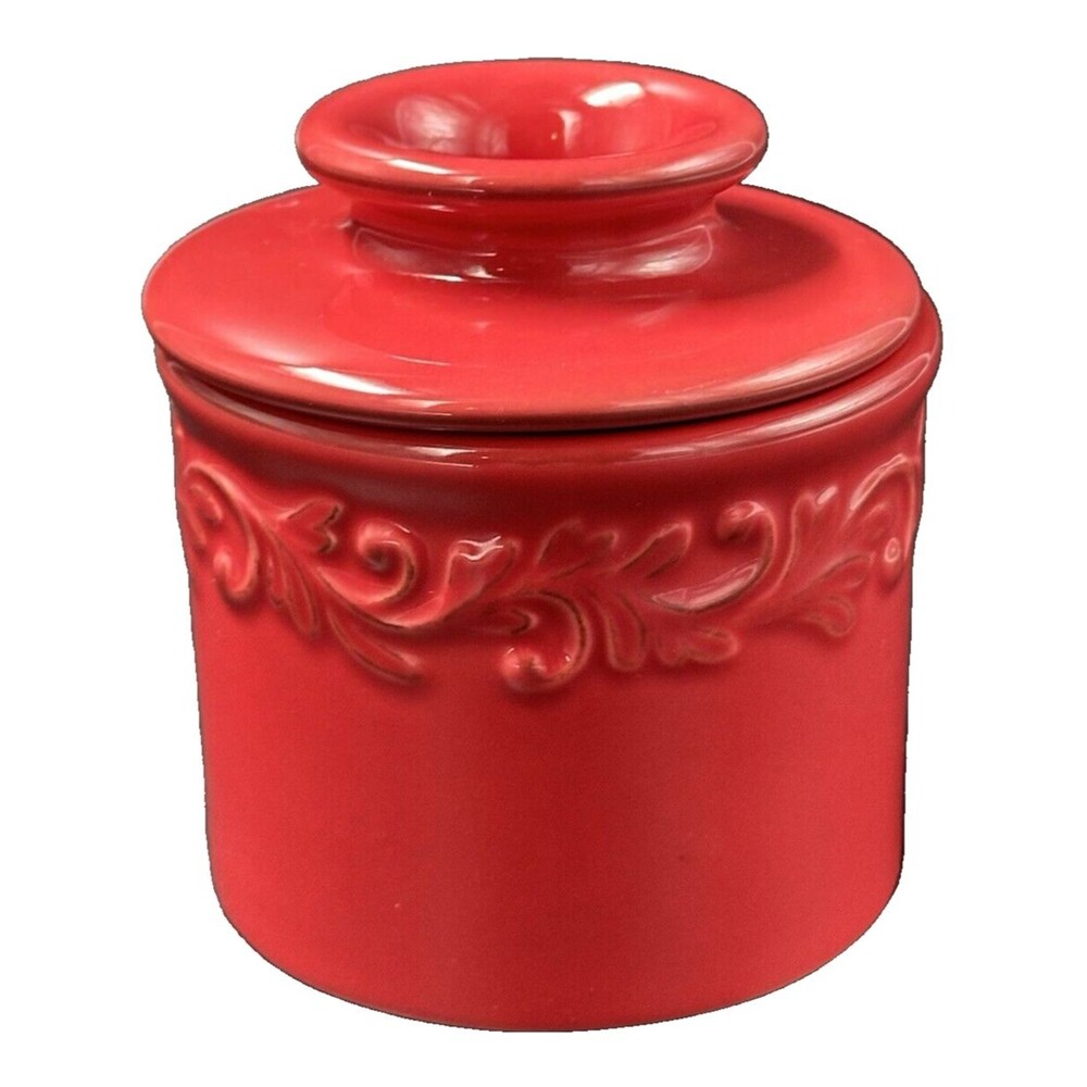 Butter Belle Crock Red Ceramic Butter Keeper by Tremain